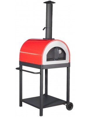 Forno a Legna per Pizza in Acciaio da Esterno Barbecue Giardino con Refrettario