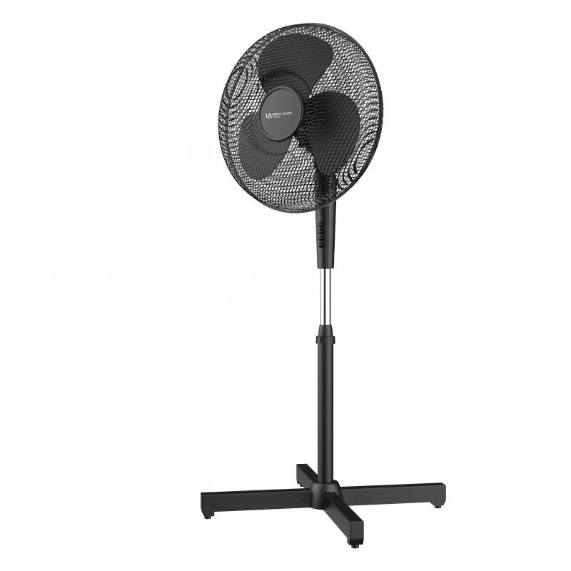 Ventilatore a Piantana 45 Watt Metallo ABS 3 Pale 3 Velocità Diametro 40 Oscillazione Inclinazione Altezza Regolabile Nero