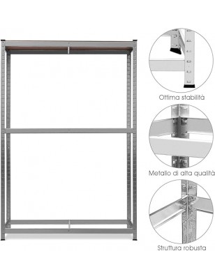 Scaffale Porta Gomme in Acciaio con Piano Superiore in MDF 8 Pneumatici