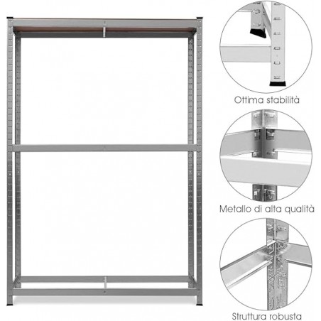 Scaffale Porta Gomme in Acciaio con Piano Superiore in MDF 8 Pneumatici