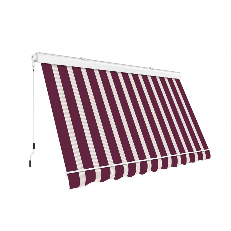 Tenda da sole a Caduta Cassonata in Alluminio Balcone Finestra Soffitto o Parete Bordeaux/Beige
