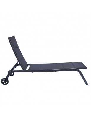Lettino da Sole Giardino Esterno In Acciaio Pieghevole Con Ruote