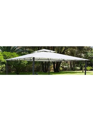 Top Telo di Copertura per Gazebo Ricambio 3x3mt Beige con Airvent aggancio spigo