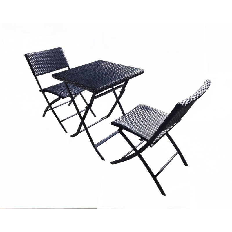 Set Bistrot Da Giardino Con Tavolino e Sedie in Rattan Pieghevole Balcone Terrazzo Set Bistrot Da Giardino Con Tavolino e Sedie in Rattan Pieghevole Balcone Terrazzo