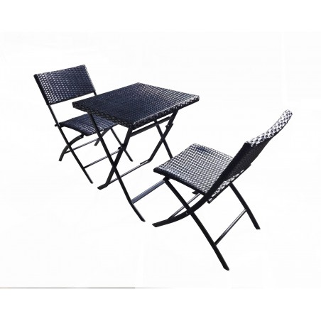 Set Bistrot Da Giardino Con Tavolino e Sedie in Rattan Pieghevole Balcone Terrazzo