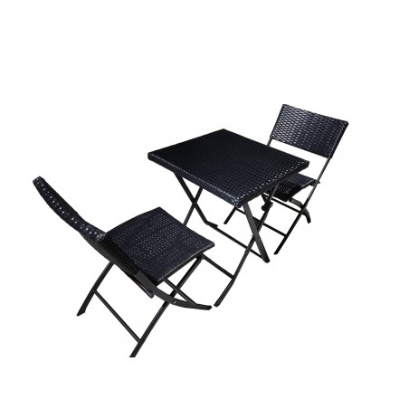 Set Bistrot Da Giardino Con Tavolino e Sedie in Rattan Pieghevole Balcone Terrazzo