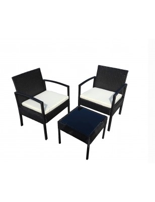 Set Sedie da Esterno in Rattan con Cuscini E Tavolino Caffè Antracite