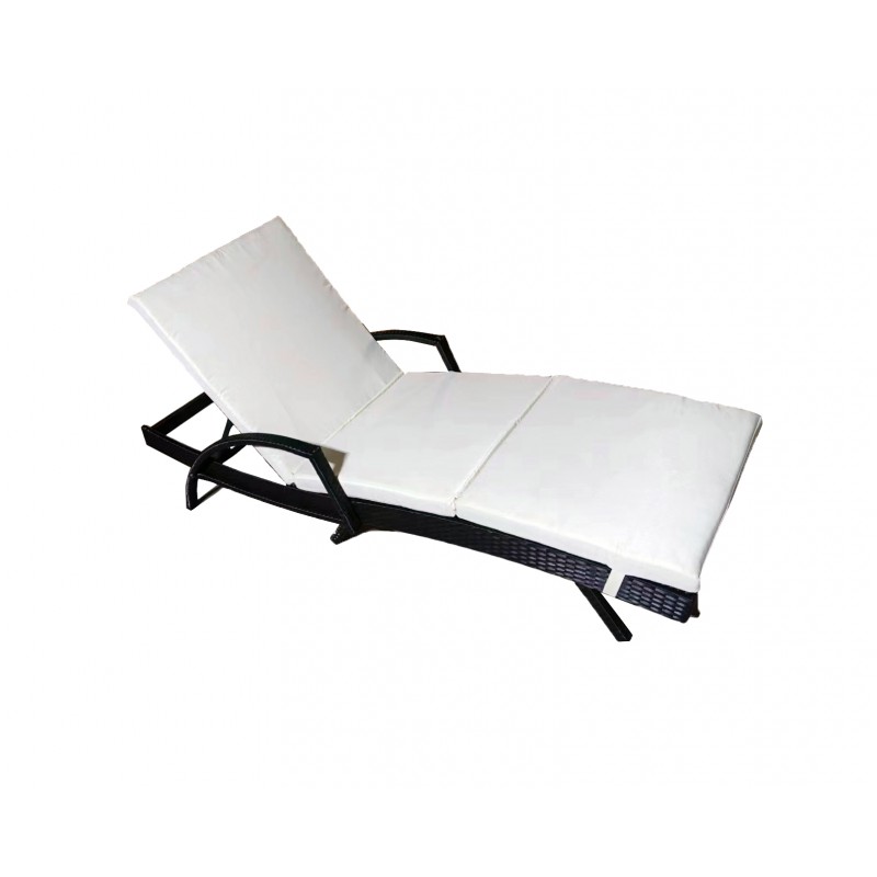 Sedia a Sdraio Reclinabile con Imbottitura e Braccioli in Rattan Giardino