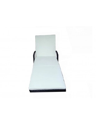 Sedia a Sdraio Reclinabile con Imbottitura e Braccioli in Rattan Giardino