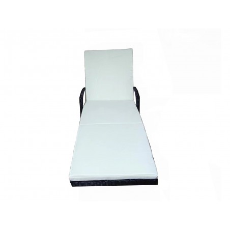 Sedia a Sdraio Reclinabile con Imbottitura e Braccioli in Rattan Giardino