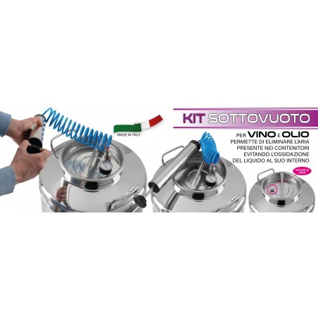 Kit Sottovuoto per Fusto Vino e Olio in Acciaio inox Aspira aria