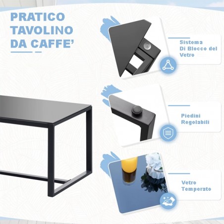 Set Salotto da Giardino in Rattan PE – 5 Pezzi con Cuscini Sfoderabili e Tavolo con Piano in Vetro Temperato