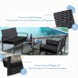 Set Salotto da Giardino in Rattan PE – 5 Pezzi con Cuscini Sfoderabili e Tavolo con Piano in Vetro Temperato