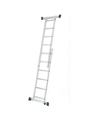 Scala Multifunzione 4 in 1 Alluminio con Piattaforma Pieghevole con Ruote