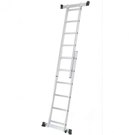 Scala Multifunzione 4 in 1 Alluminio con Piattaforma Pieghevole con Ruote