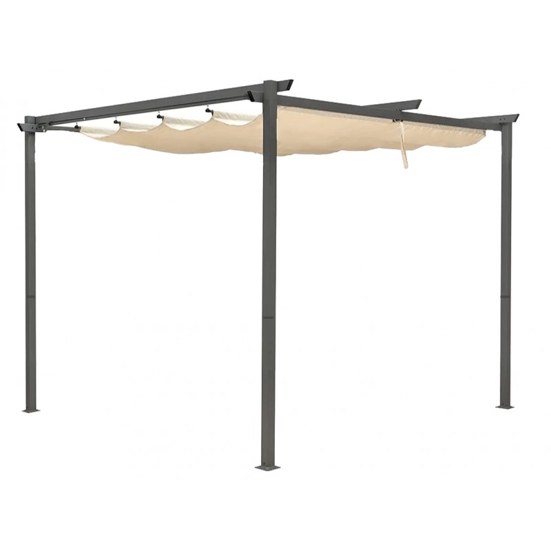 Gazebo In Acciaio Ed Alluminio Con Pergola Retrattile A Scomparsa Impermeabile