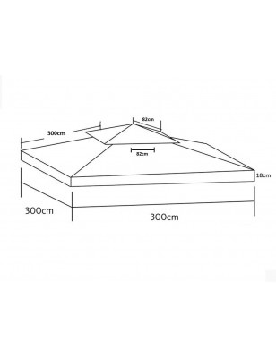Top Telo copertura per gazebo di ricambio 3x3 mt con Airvent ECRU 220 gr