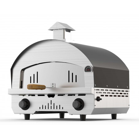 Forno per Pizza a Gas in Acciaio Inox Doppio Bruciatore Speedy500 Pietra 500 Gradi Forno da Esterno Portatile