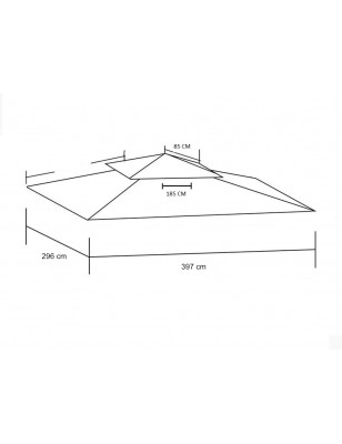 Telo di Ricambio per Gazebo 3x4 con Aggancio a Sporgenza Top Telo Ecrù con Airvent