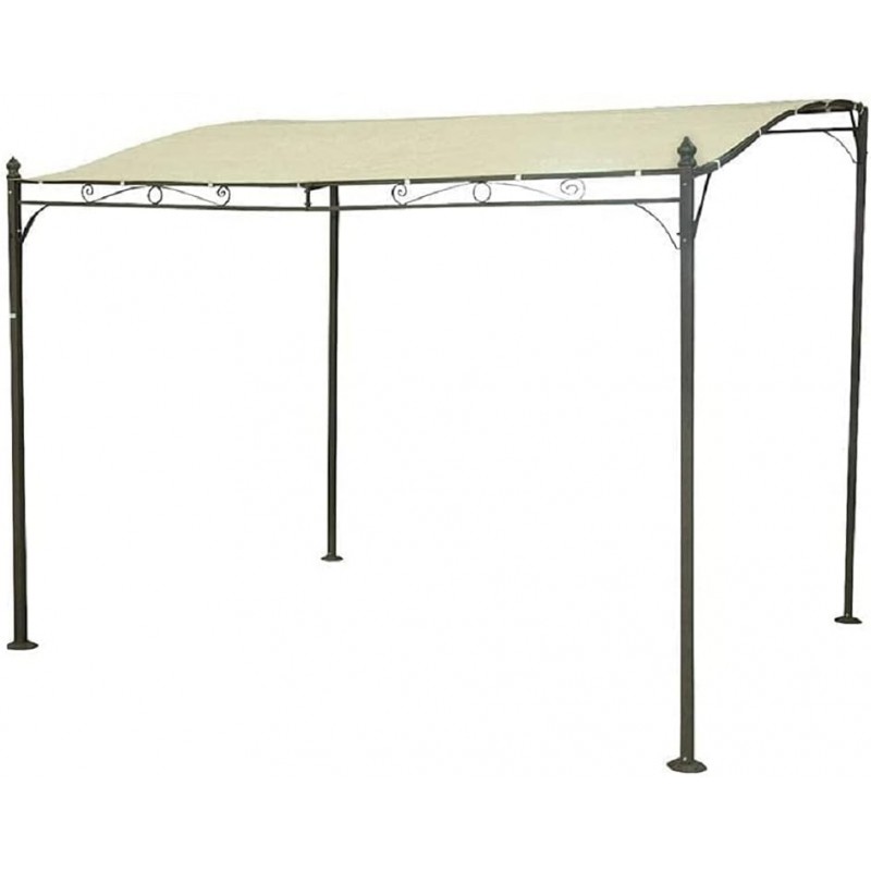 Pergola a Muro 3x2,5 mt con Telo Idrorepellente Tettoia Beige Copertura Pergola a Muro 3x2,5 mt con Telo Idrorepellente Tettoia Beige Copertura
