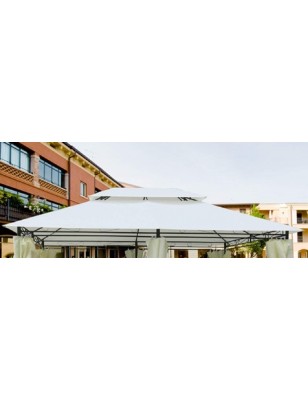 Telo di Ricambio per Gazebo 3x4 con Aggancio a Sporgenza Top Telo Ecrù con Airvent