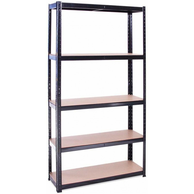 Scaffale Mensola Scaffali Scaffalatura Magazzino Nero 5 Ripiani Legno 2 PACK Scaffale Mensola Scaffali Scaffalatura Magazzino Nero 5 Ripiani Legno 2 PACK