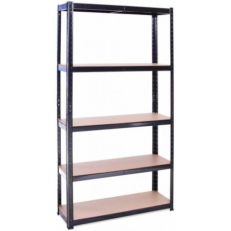 Scaffale Mensola Scaffali Scaffalatura Magazzino Nero 5 Ripiani Legno 2 PACK