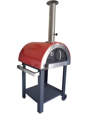 Forno a Legna per Pizza 3 Pizze in Acciaio da Esterno Barbecue Giardino con Refrattario