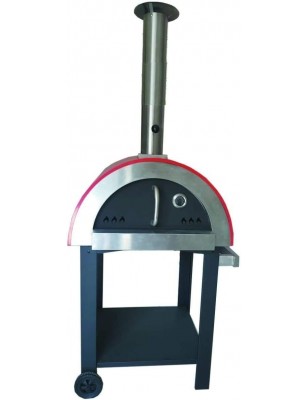 Forno a Legna per Pizza 3 Pizze in Acciaio da Esterno Barbecue Giardino con Refrattario