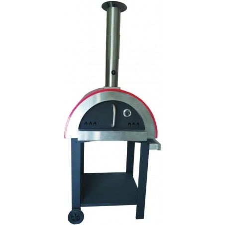 Forno a Legna per Pizza 3 Pizze in Acciaio da Esterno Barbecue Giardino con Refrattario