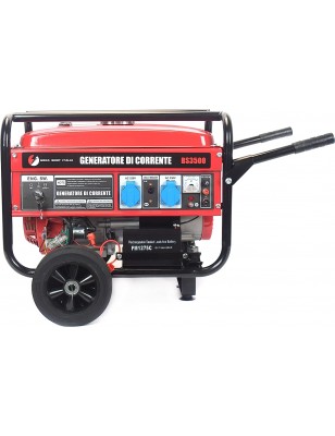 Generatore di Corrente 3000W Benzina 4 tempi con 2 prese 230V con Avviamento Automatico a Chiave e Batteria Portatile con Ruote