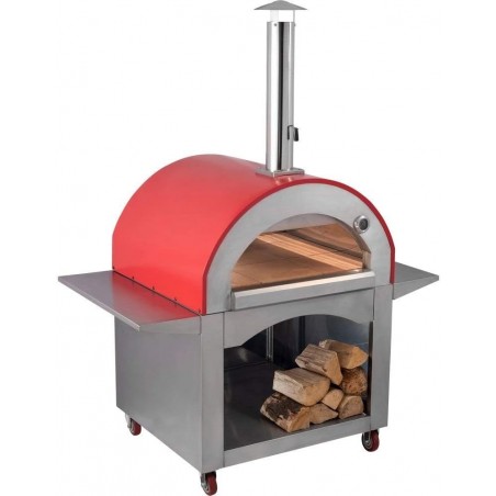 Forno a Legna per Pizza 4 Pizze in Acciaio da Esterno Barbecue Giardino con Refrattario