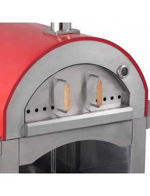 Forno a Legna per Pizza 4 Pizze in Acciaio da Esterno Barbecue Giardino con Refrattario