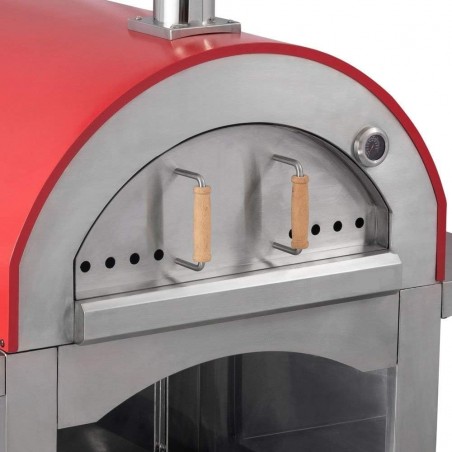 Forno a Legna per Pizza 4 Pizze in Acciaio da Esterno Barbecue Giardino con Refrattario