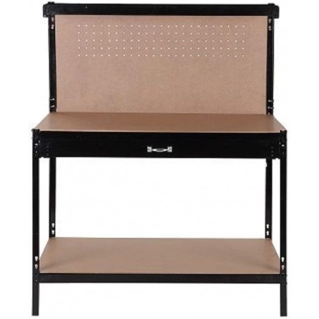 Banco da Lavoro Officina Garage in Acciaio MDF Utensili Chiavi con Parete Attrezzi Cassetto Mensola