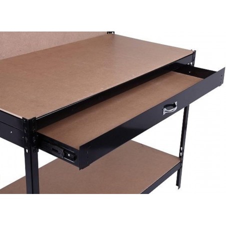 Banco da Lavoro Officina Garage in Acciaio MDF Utensili Chiavi con Parete Attrezzi Cassetto Mensola