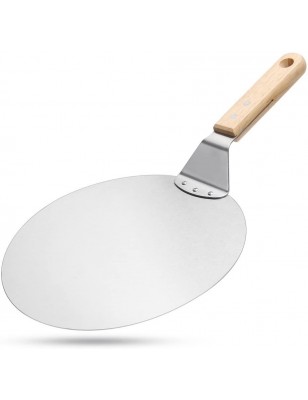Pala per Pizza in Acciaio Inox Extra-Large con Manico in Legno