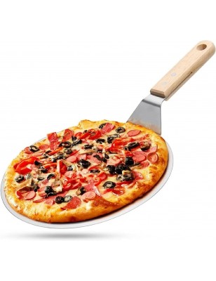 Pala per Pizza in Acciaio Inox Extra-Large con Manico in Legno