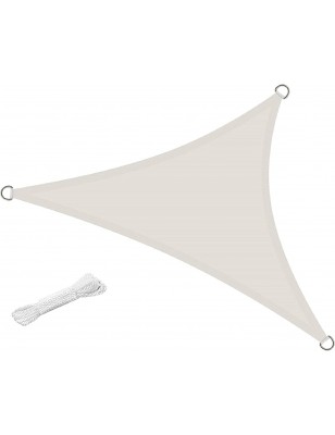 Vela Ombreggiante Impermeabile Protezione Anti Raggi UV Tenda Telo Tenda da Sole a Vela per Esterno (5x5x5 MT, ECRÙ)