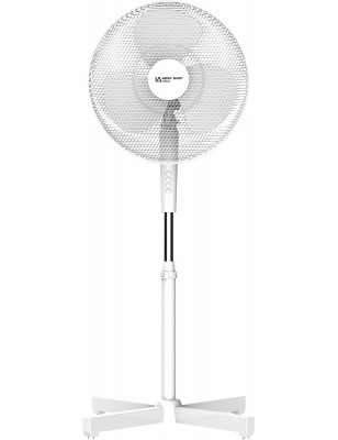 Ventilatore a Piantana 45 Watt Metallo ABS 3 Pale 3 Velocità Diametro 40 Oscillazione Inclinazione Altezza Regolabile Bianco