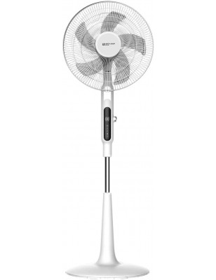 Ventilatore a Piantana 65 Watt con Telecomando Timer Metallo ABS 5 Pale 10 Velocità Diametro 40 Oscillazione Inclinazione Bianco