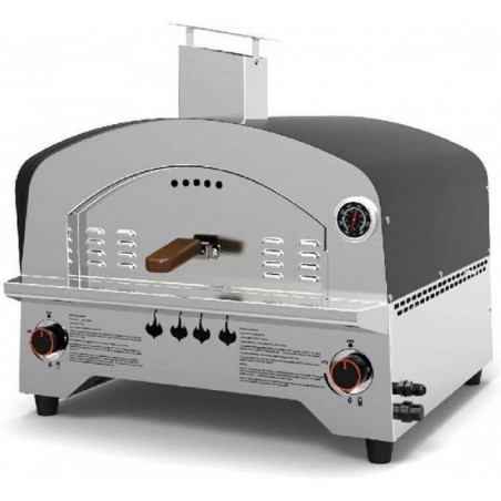 Forno per Pizza a Gas in Acciaio Inox Doppio Bruciatore Speedy500 Pietra 500 Gradi Forno da Esterno Portatile