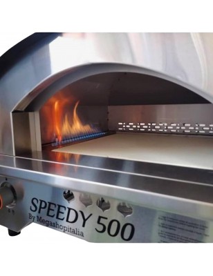 Forno per Pizza a Gas in Acciaio Inox Doppio Bruciatore Speedy500 Pietra 500 Gradi Forno da Esterno Portatile