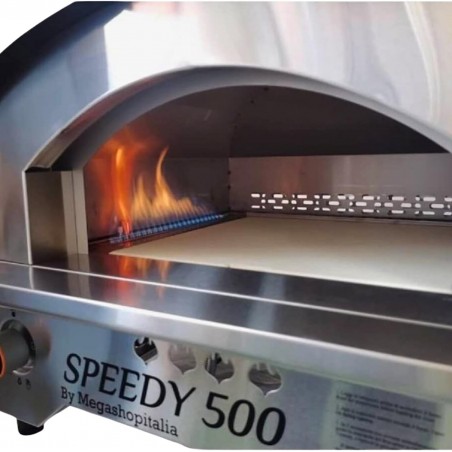 Forno per Pizza a Gas in Acciaio Inox Doppio Bruciatore Speedy500 Pietra 500 Gradi Forno da Esterno Portatile