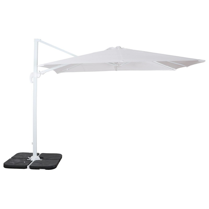 Ombrellone da Giardino 3X3 MT Base Decentrata Alluminio Telo Poliestere Bianco Ombrellone da Giardino 3X3 MT Base Decentrata Alluminio Telo Poliestere Bianco