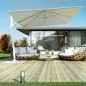 Ombrellone da Giardino 3X3 MT Base Decentrata Alluminio Telo Poliestere Bianco Ombrellone da Giardino 3X3 MT Base Decentrata Alluminio Telo Poliestere Bianco