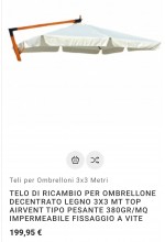 Photo from customer for Top Telo di Ricambio per Ombrellone Decentrato in Alluminio 3x3 Metri a 8 Stecche con Airvent Cucito Colore Ecrù SOLO TELO